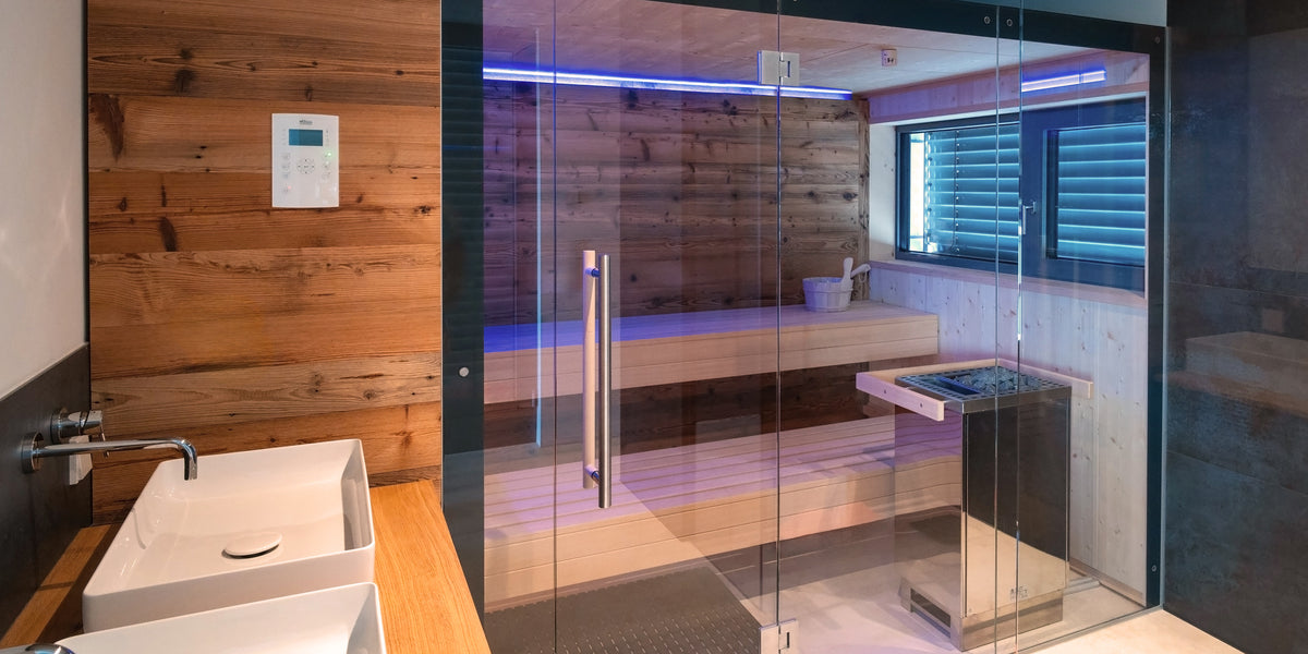 Private Sauna in Badezimmer, Breisach, mit integriertem Fenster