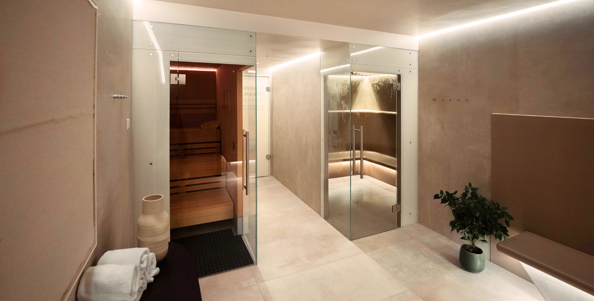 Referenz gewerblich, Hilton Frankfurt, Wellnessbereich, Sauna und Dampfbad