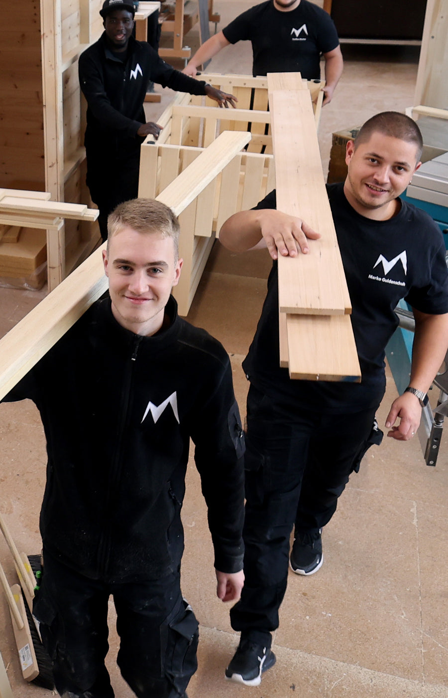 Unsere Schreinerwerkstatt, das Herzstück unserer Firma, Teamarbeit  in der Werkstatt