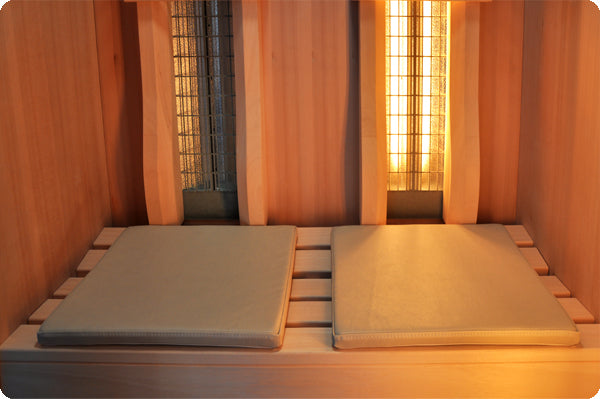 2 Sitzauflagen in Infrarotkabine, Kunstleder beige